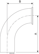 B2CMW-1 1/2-316L-PM - BPE TCXW 90 15RAEP/POL OD SF4