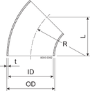 BEND 45 BS DN20 HSF2 1.4307 - DIN 11852