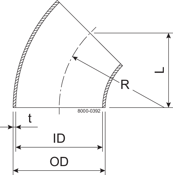 BEND 45 BS DN50 HSF2 1.4307 - DIN 11852