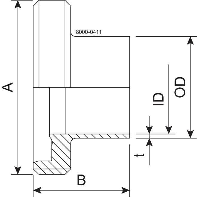 MALE GS DN40 H3 1.4404 - DIN 11864-1