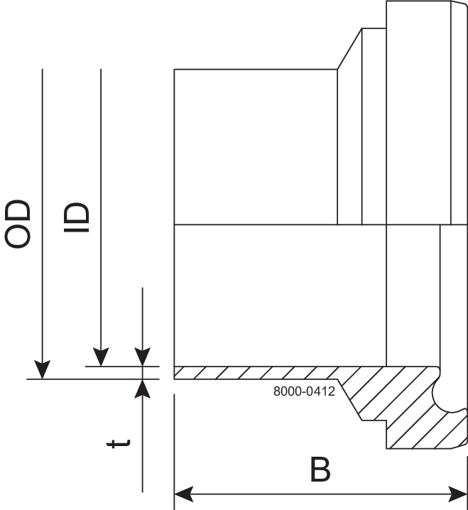 LINER BS DN15 H3 1.4404 - DIN 11864-1