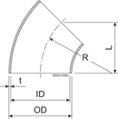 BEND 45 DN40 HSF3 1.4404 - FIT TO DIN