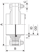 FLANGE COM DN40 1.4404 EPDM - FIT TO EN10357-A TUBE P16 SEMI BRIGHT