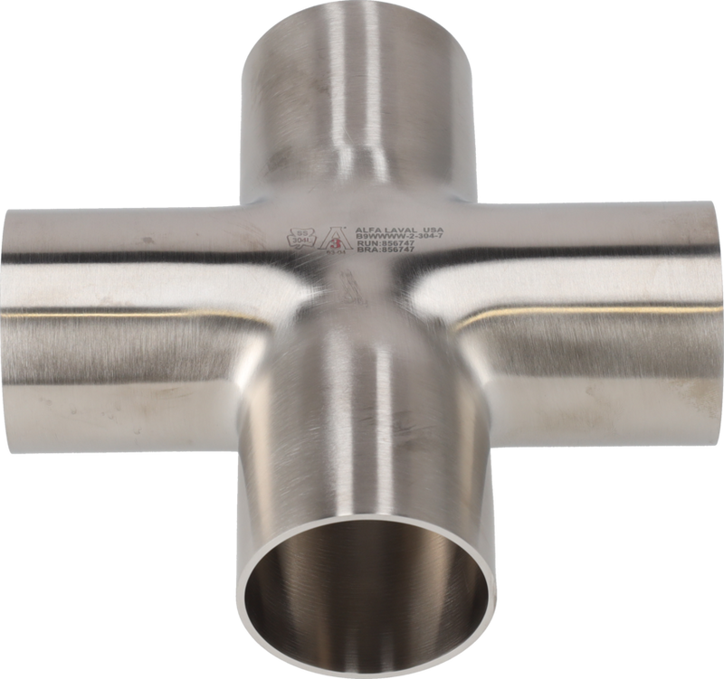 B9WWWW-1-316L-7 - WELD CROSS, POLISHED ID/OD