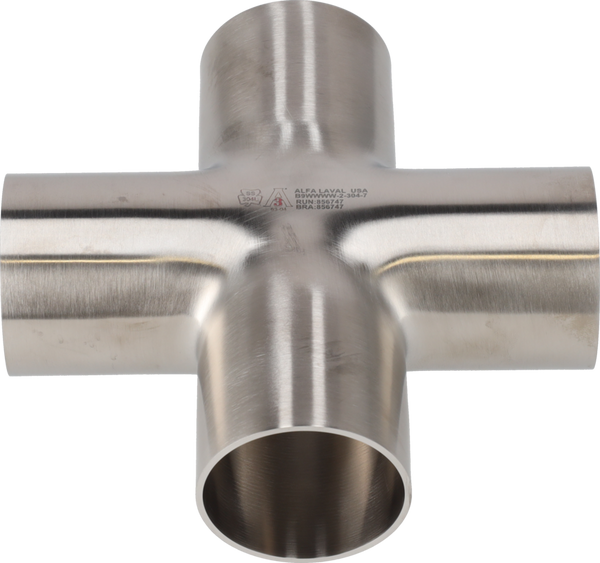 B9WWWW-1 1/2-316L-7 - WELD CROSS, POLISHED ID/OD