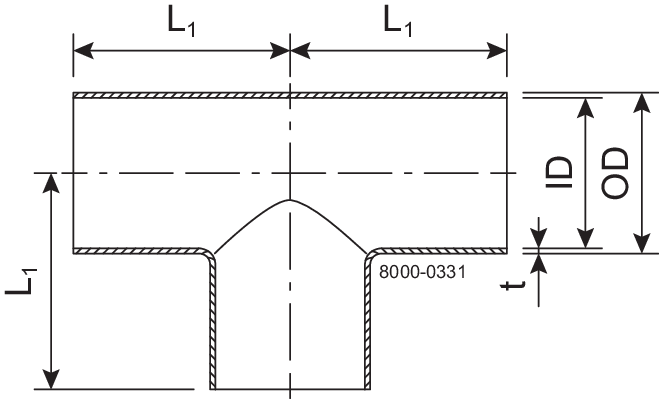 TEE 101.6-POL-304L - ISO2037