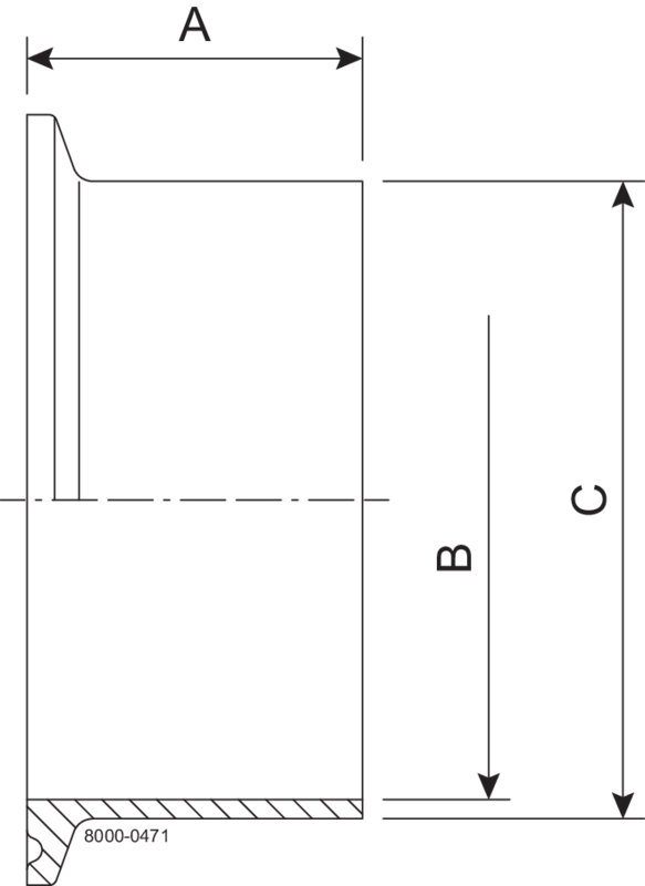 14MPW-1 1/2-316L-7 - HEAVY WALL TANK FERRULE.