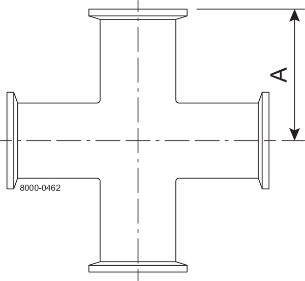 B9MP-3-316L-7 - TRI-CLAMP CROSS,POLISHED ID/OD