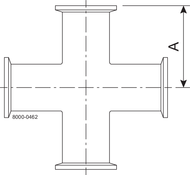 B9MP-1-304-7 - TRI-CLAMP CROSS,POLISHED ID/OD